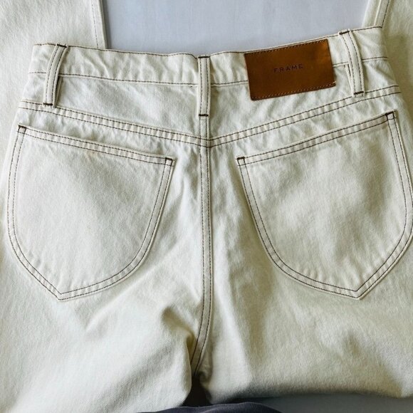 Frame Rigid Denim Straight Full Length Jeans Size 27 Off White - Picture 7 of 16